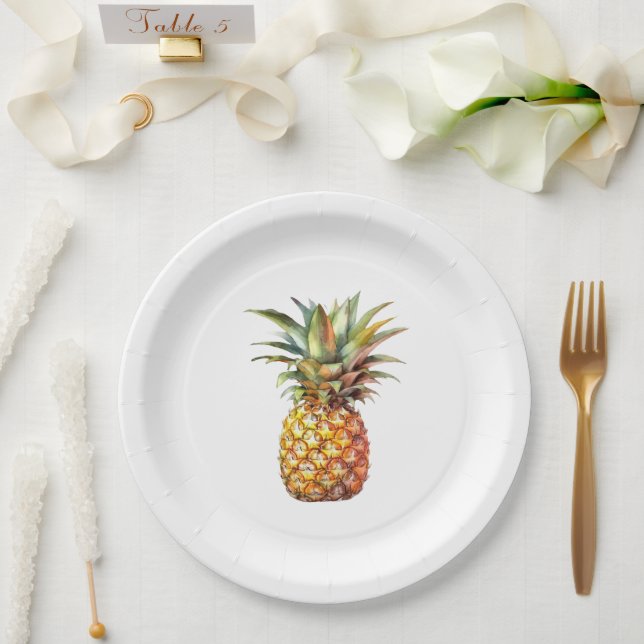 Happy Tropical Pineapple Paper Plates (Wedding)