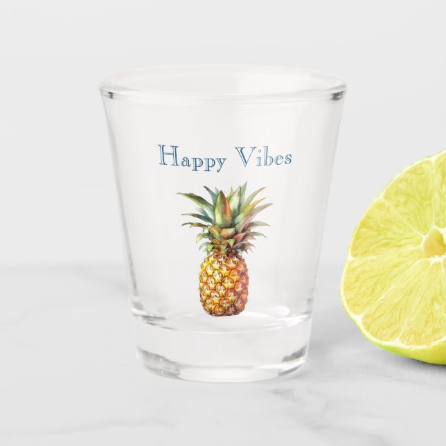 Happy Tropical Pineapple Shot Glass (Front)