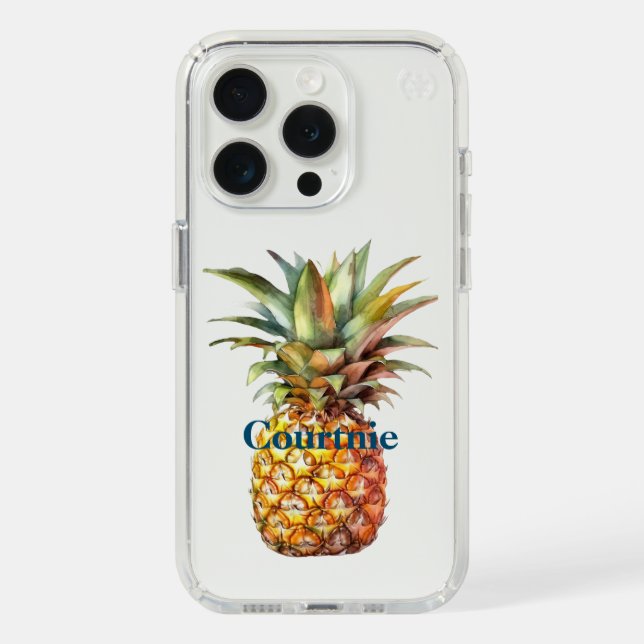 Happy Tropical Pineapple Speck iPhone Case (Front (White Titanium))