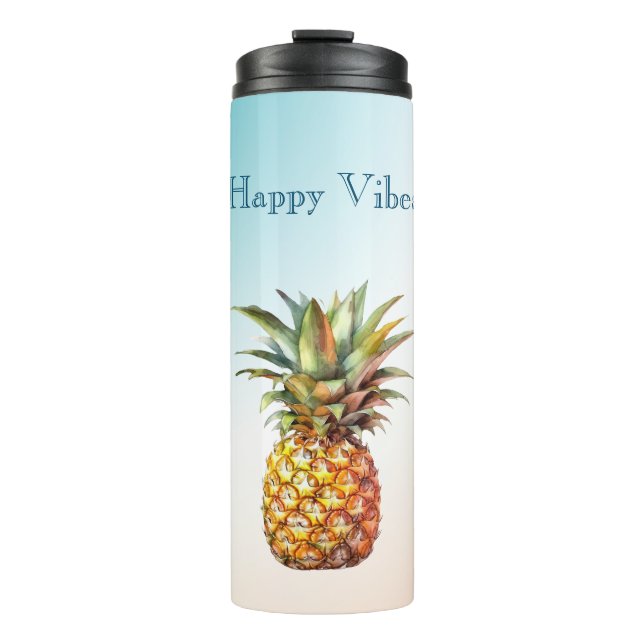 Happy Tropical Pineapple Thermal Tumbler (Front)