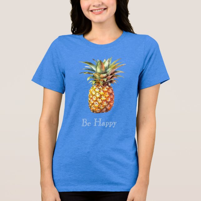 Happy Tropical Pineapple Tri-Blend Shirt (Front)
