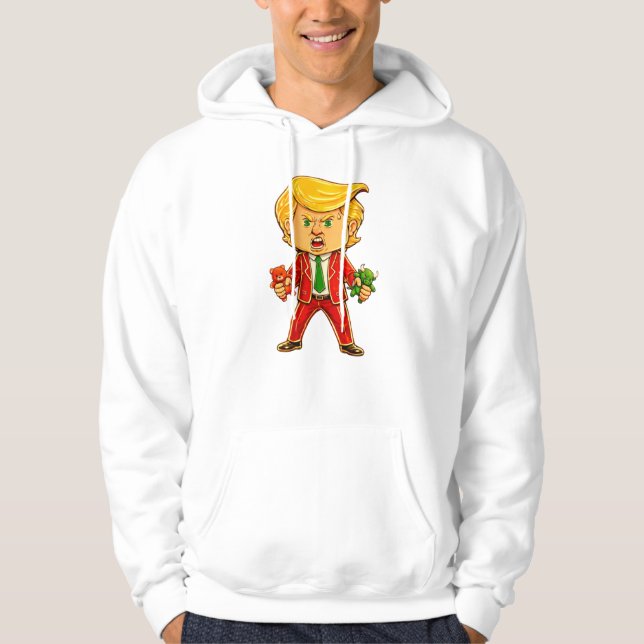 Happy Trump Funny Trump Bull Bear Trump Meme Chibi Hoodie (Front)