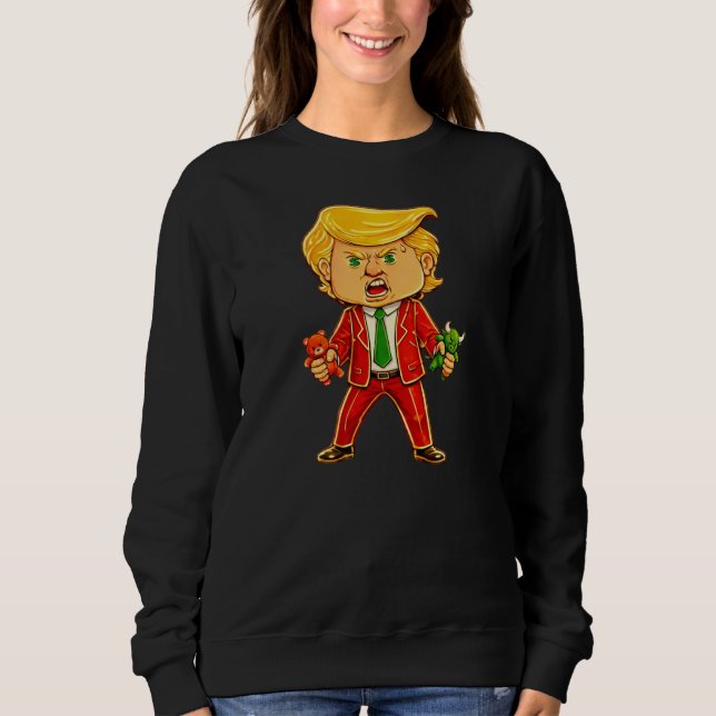 Happy Trump Funny Trump Bull Bear Trump Meme Chibi Sweatshirt (Front)