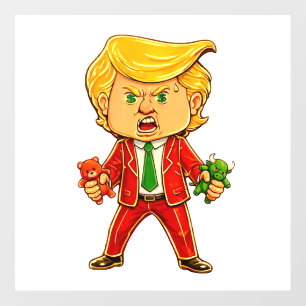 Happy Trump Funny Trump Bull Bear Trump Meme Chibi Wall Decal
