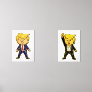 Happy Trump, Funny Trump, Funny Meme Chibi Cartoon Wall Art Sets