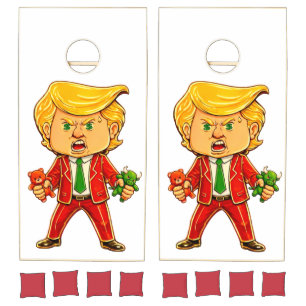 Happy Trump Funny Trump Invest Trump Cartoon Meme Cornhole Set