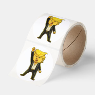 Happy Trump Lapel Fight Fight Chibi Cartoon Meme Classic Round Sticker