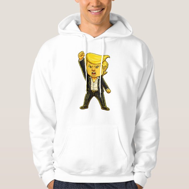 Happy Trump Lapel Meme Fight Fight Angry Trump Pop Hoodie (Front)