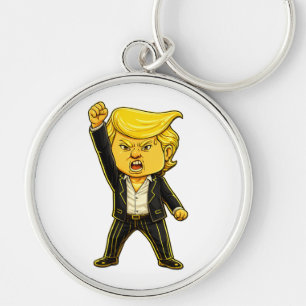Happy Trump Lapel Meme Fight Fight Angry Trump Pop Keychain
