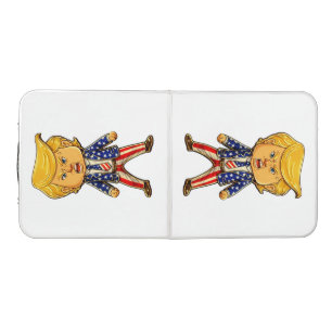 Happy Trump Lapel Pin Chibi Cartoon Patriotic Meme Beer Pong Table