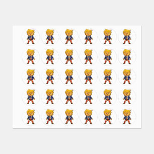 Happy Trump Lapel Pin Chibi Cartoon Patriotic Meme Labels