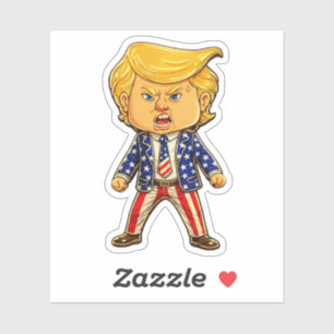Happy Trump Lapel Pin Chibi Cartoon Patriotic Meme Sticker
