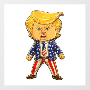 Happy Trump Lapel Pin Chibi Cartoon Patriotic Meme Wall Decal