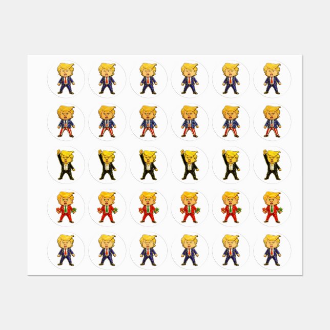 Happy Trump Lapel Pin Funny Trump Meme Cartoon Art Labels (Sheet)