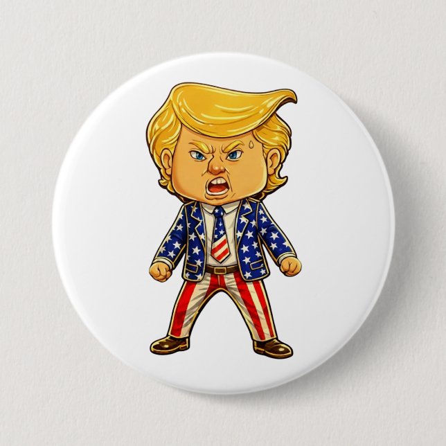 Happy Trump Lapel Pin MAGA US Flag Patriotic Meme (Front)