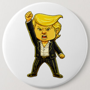 Happy Trump Lapelle Fight Fight Chibi Cartoon Meme Button