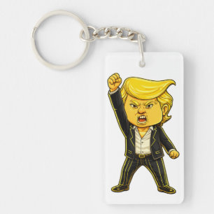 Happy Trump Meme Trump Art Fight Fight Angry Trump Keychain