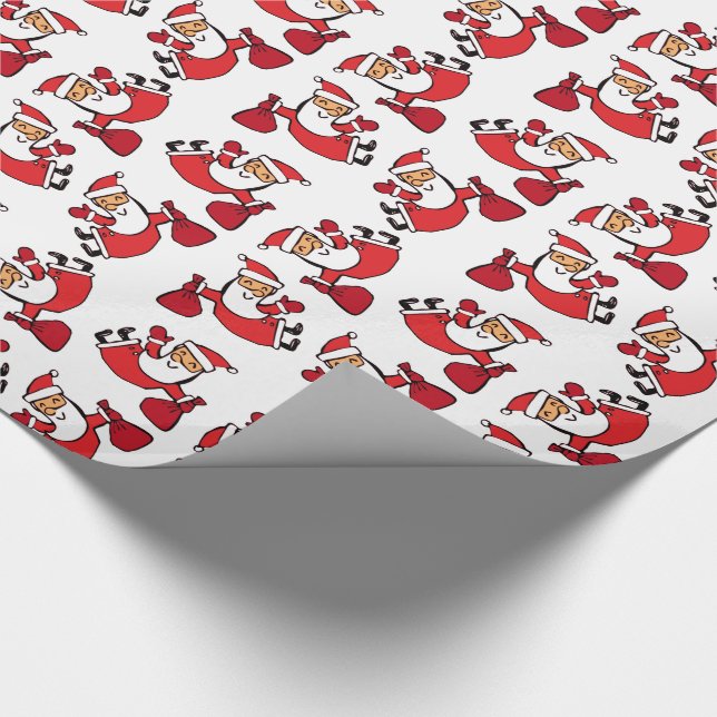 Happy Tumbling Santa Pattern Wrapping Paper (Corner)