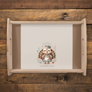 Happy Turkey Custom Text Serving Tray