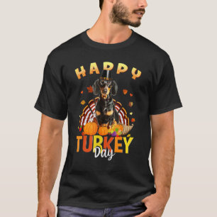 Happy Turkey Day Dachshund Thanksgiving Day Tees H