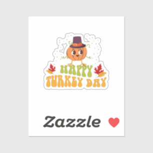 happy turkey day fall thanksgiving day special sticker