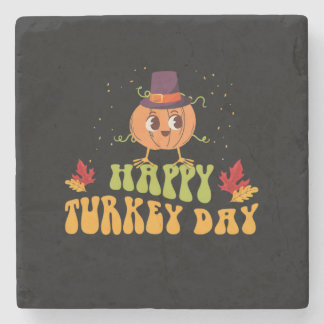 happy turkey day fall thanksgiving day special stone coaster