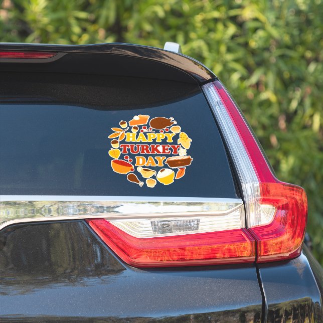 Happy Turkey Day Feast Sticker (Car Side)