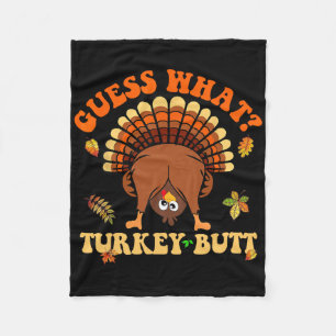 Happy Turkey Day Funny Thanksgiving Turkey Butt Fa Fleece Blanket