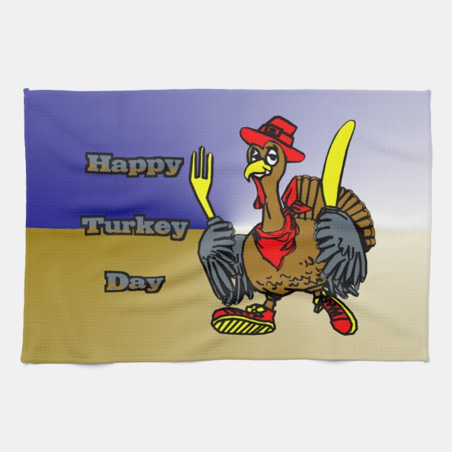 Happy Turkey Day Kitchen Towel (Horizontal)