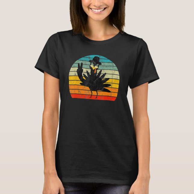 Happy Turkey Day Retro Thanksgiving Piece Family M T-Shirt (Front)