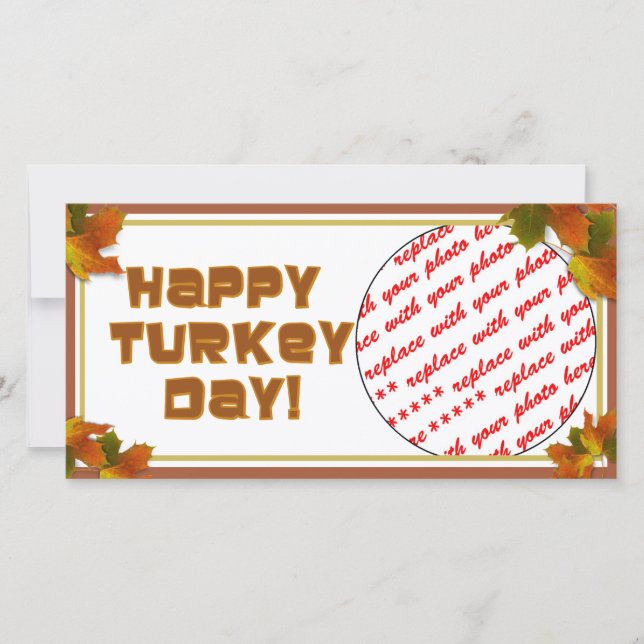 Happy Turkey Day Text Design Holiday Card (Front)