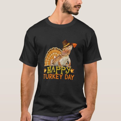 Happy Turkey Day Thanksgiving Bearded Dragon Turke T_Shirt