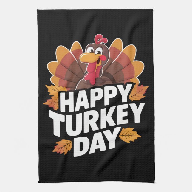 Happy Turkey Day Thanksgiving Day Holiday Gift  Kitchen Towel (Vertical)