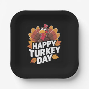 Happy Turkey Day Thanksgiving Day Holiday Gift Paper Plates