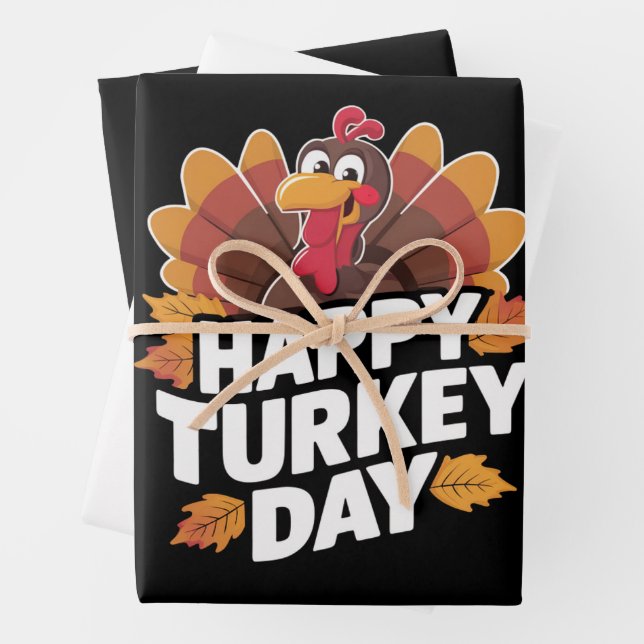 Happy Turkey Day Thanksgiving Day Holiday Gift  Wrapping Paper Sheets (In situ)