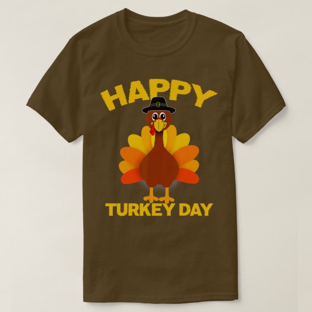 Happy Turkey Day Thanksgiving Day Men Women Kids  T-Shirt (Design Front)