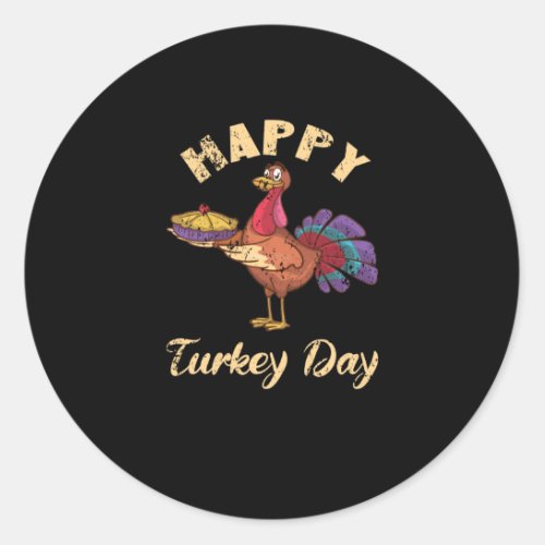 Happy Turkey Day Thanksgiving Dinner Christmas Classic Round Sticker