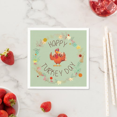 Happy Turkey Day Thanksgiving Dinner  Napkins