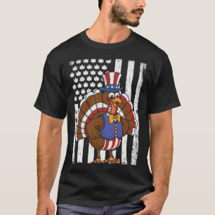 Happy Turkey Day Thanksgiving Usa Flag Patriotic F T-Shirt
