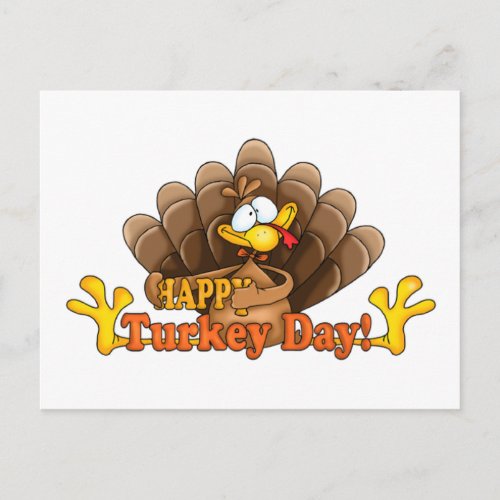 happy turkey day turkey postcard