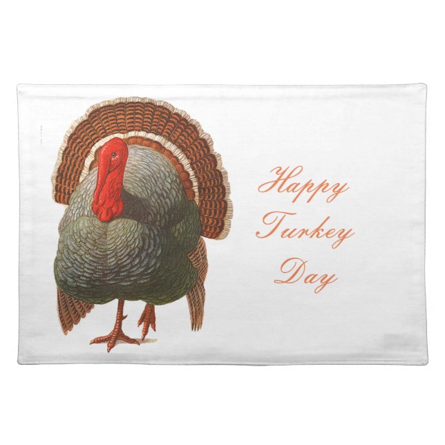 Happy Turkey Day Vintage Turkey Placemat (Front)