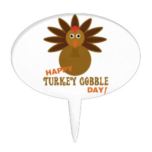 Happy Turkey Gobble Day Thanksgiving Cake Topper
