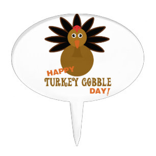 Happy Turkey Gobble Day Thanksgiving Cake Topper