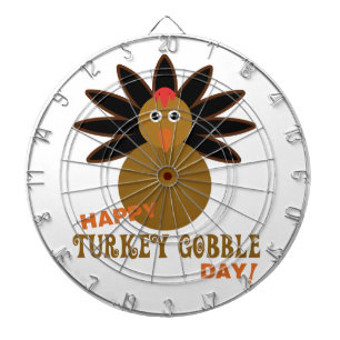 Happy Turkey Gobble Day Thanksgiving Dartboard With Darts