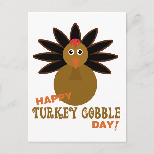 Happy Turkey Gobble Day Thanksgiving Holiday Postcard