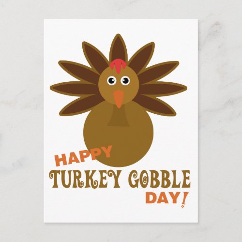 Happy Turkey Gobble Day Thanksgiving Holiday Postcard