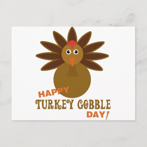 Happy Turkey Gobble Day Thanksgiving Holiday Postcard