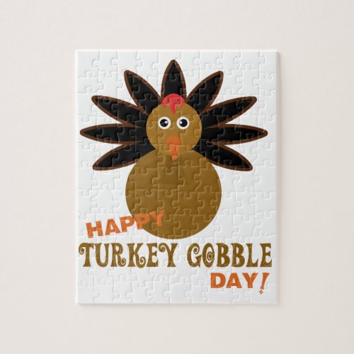 Happy Turkey Gobble Day Thanksgiving Jigsaw Puzzle