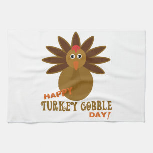 Happy Turkey Gobble Day Thanksgiving Kitchen Towel