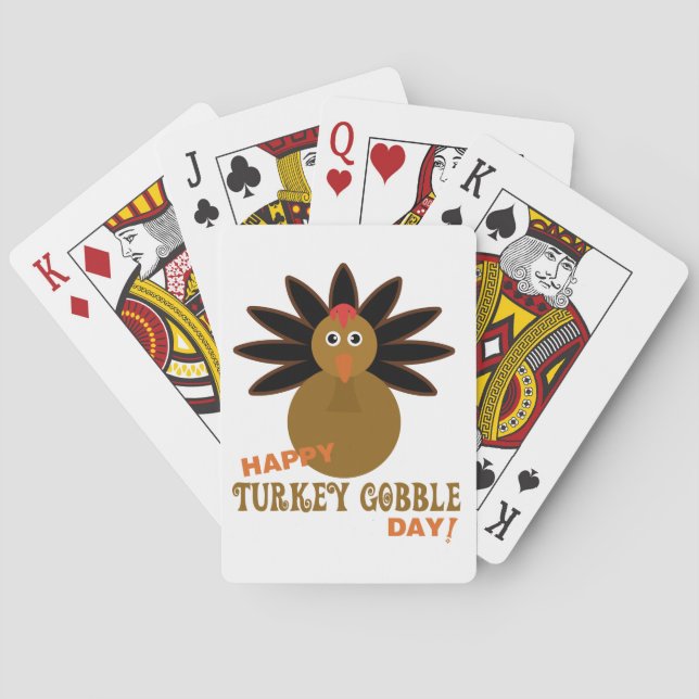Happy Turkey Gobble Day Thanksgiving Poker Cards (Back)